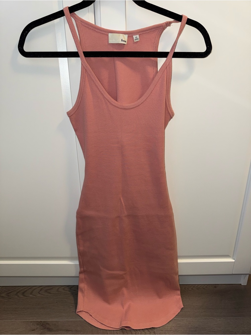 Free People Ribbed Midi Dress in Dusty Rose